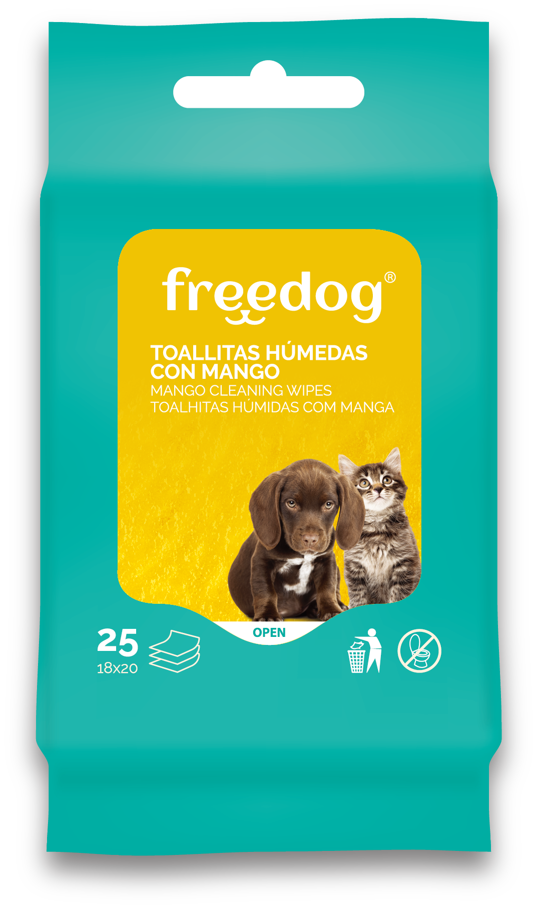 FREEDOG TOALLITAS HÚMEDAS PARA PERRO MANGO