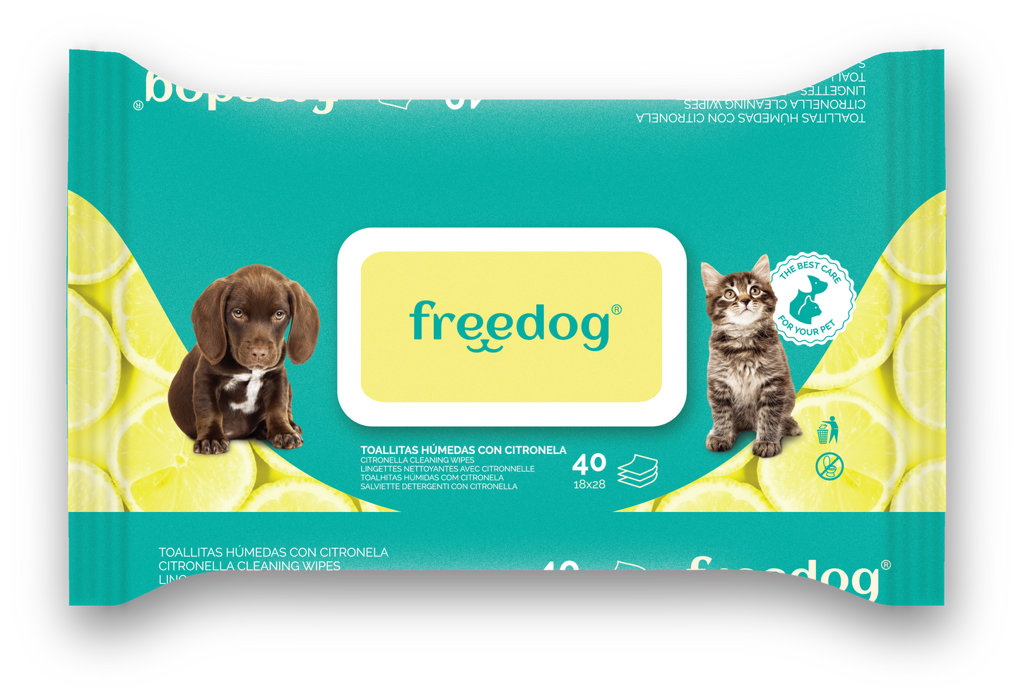 FREEDOG TOALLITAS HUMEDAS PARA PERRO CON CITRONELA