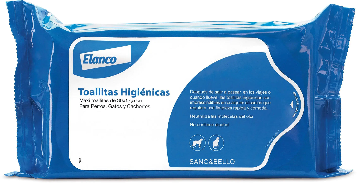 ELANCO SAC TOALLITAS LIMPIADORAS SANO & BELLO PERRO Y GATO