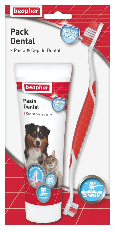 BEAPHAR PACK DENTAL PARA PERRO Y GATO CEPILLO PASTA