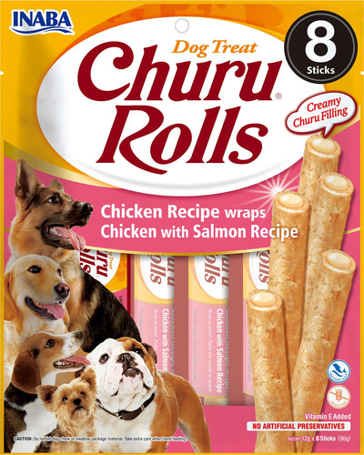 CHURU DOG ROLLS PARA PERRO RECETA POLLO SALMÓN