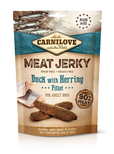 CARNILOVE JERKY PATO Y ARENQUES FILETES PARA PERRO ADULTO