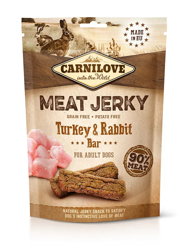 CARNILOVE SNACK PARA PERRO JERKY CONEJO Y PAVO